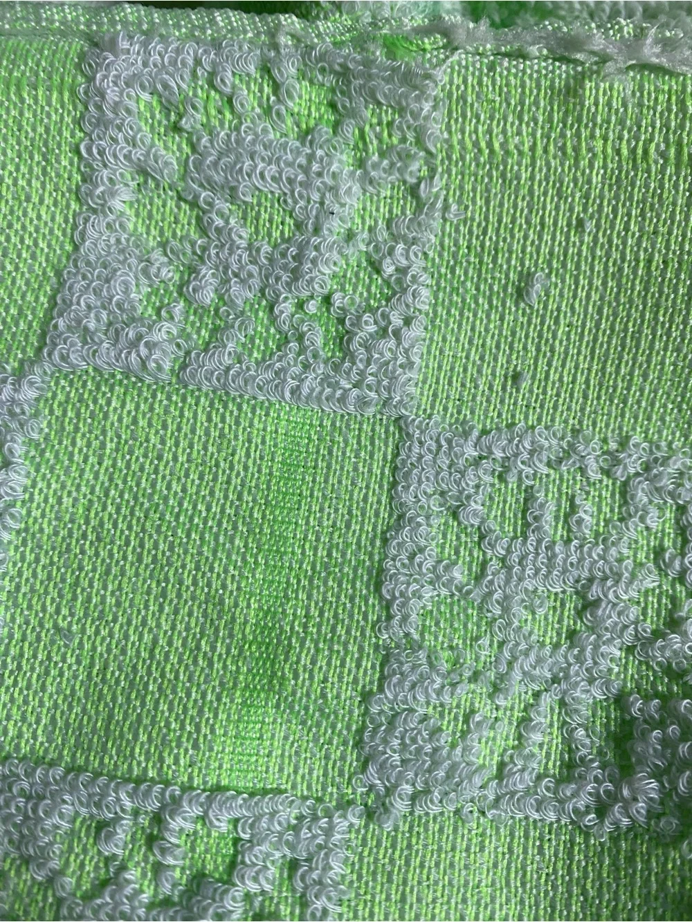 3 VINTAGE 70s/80s Pastel Rose Bath Towel Florescent Green Checkered Floral 47x24